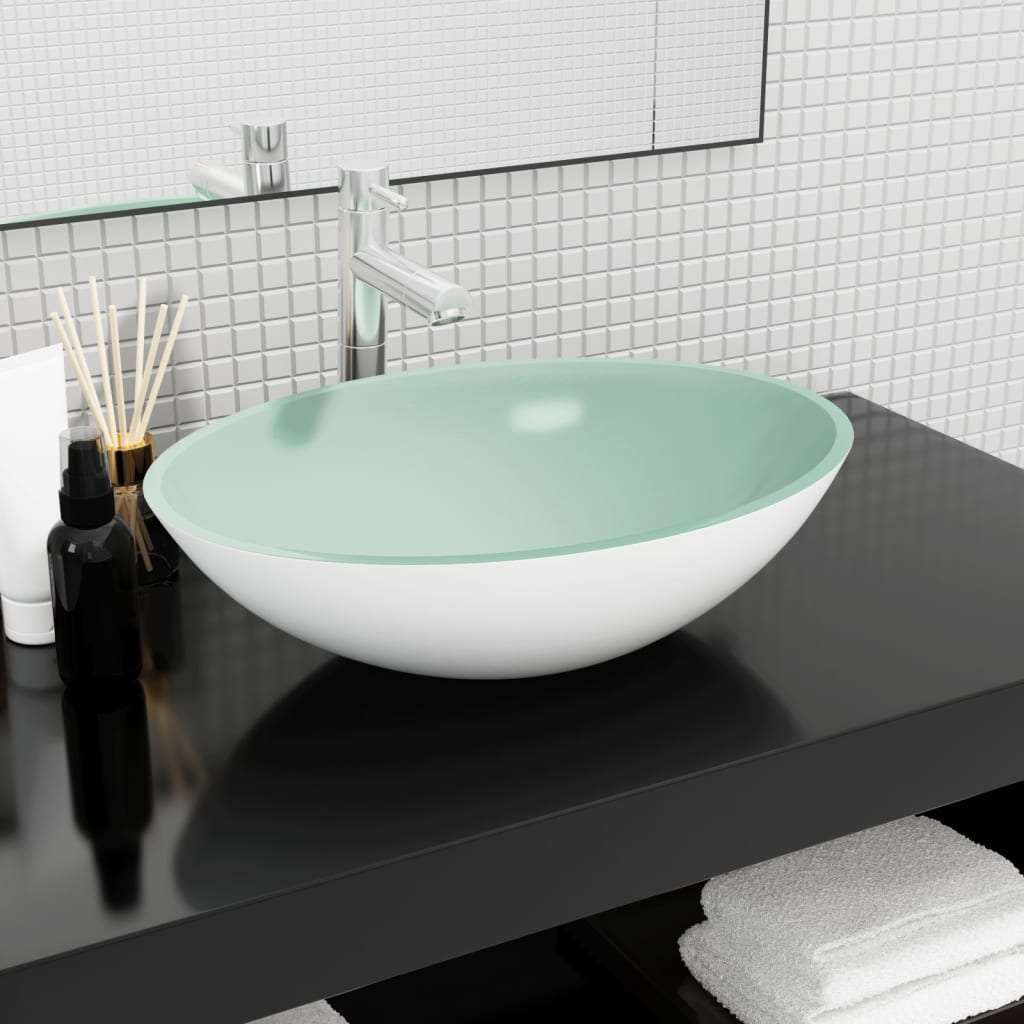 Lavabo Verre 50x37x14 cm Blanc Lavabos vidaXL