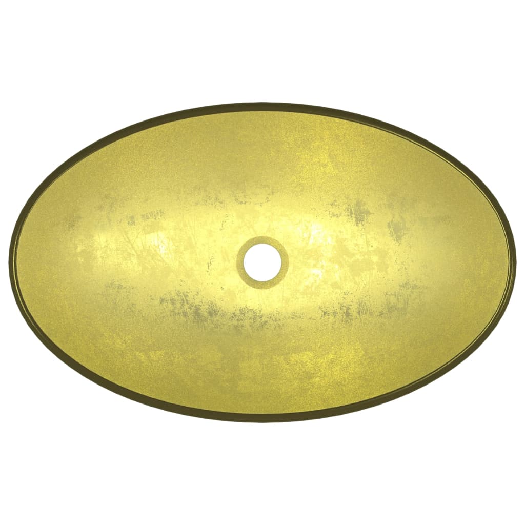 Lavabo Verre trempé 54,5x35x15,5 cm Doré Lavabos vidaXL