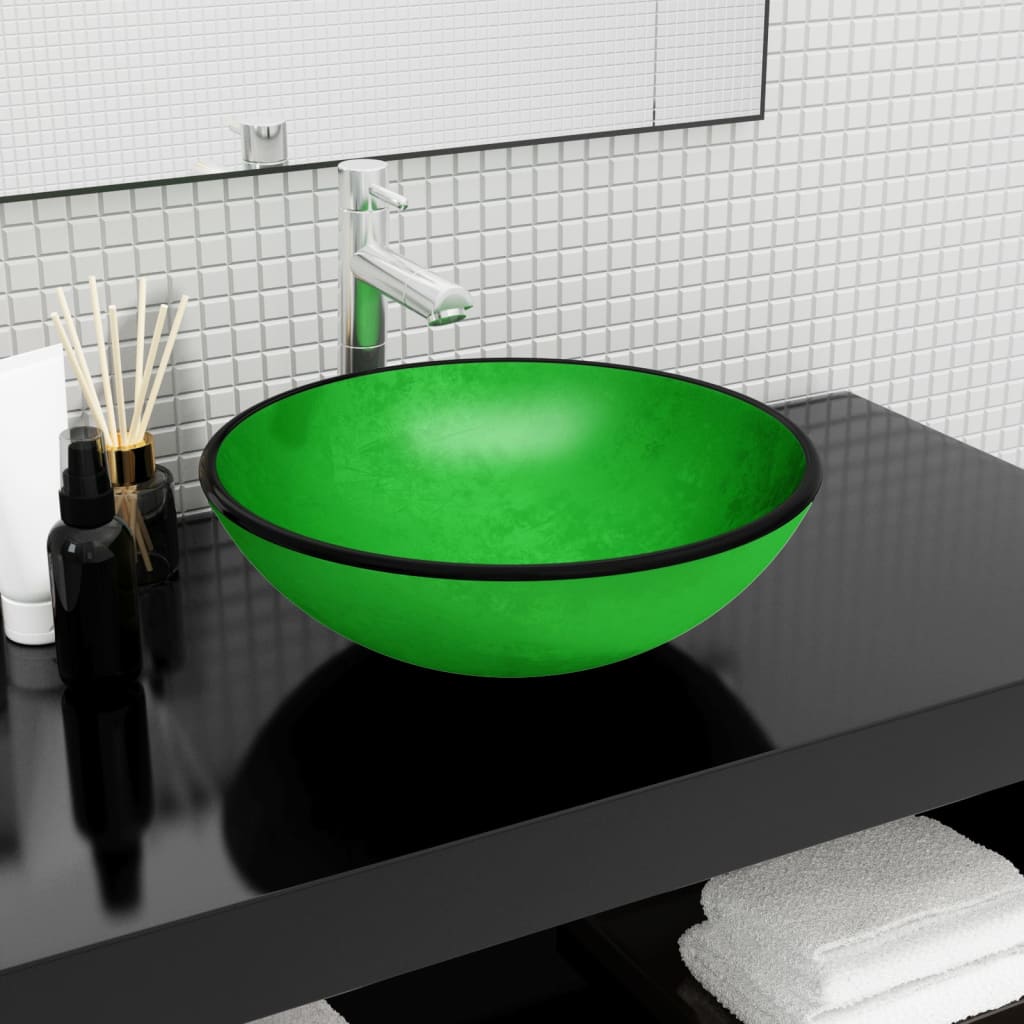 Lavabo Verre trempé 42x14 cm vert Lavabos vidaXL