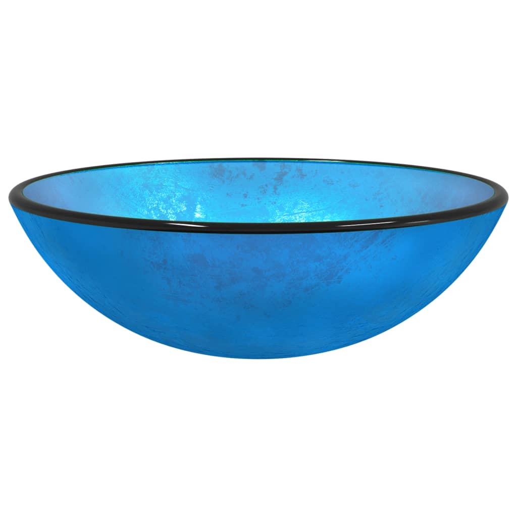 Lavabo Verre trempé 42x14 cm Bleu Lavabos vidaXL