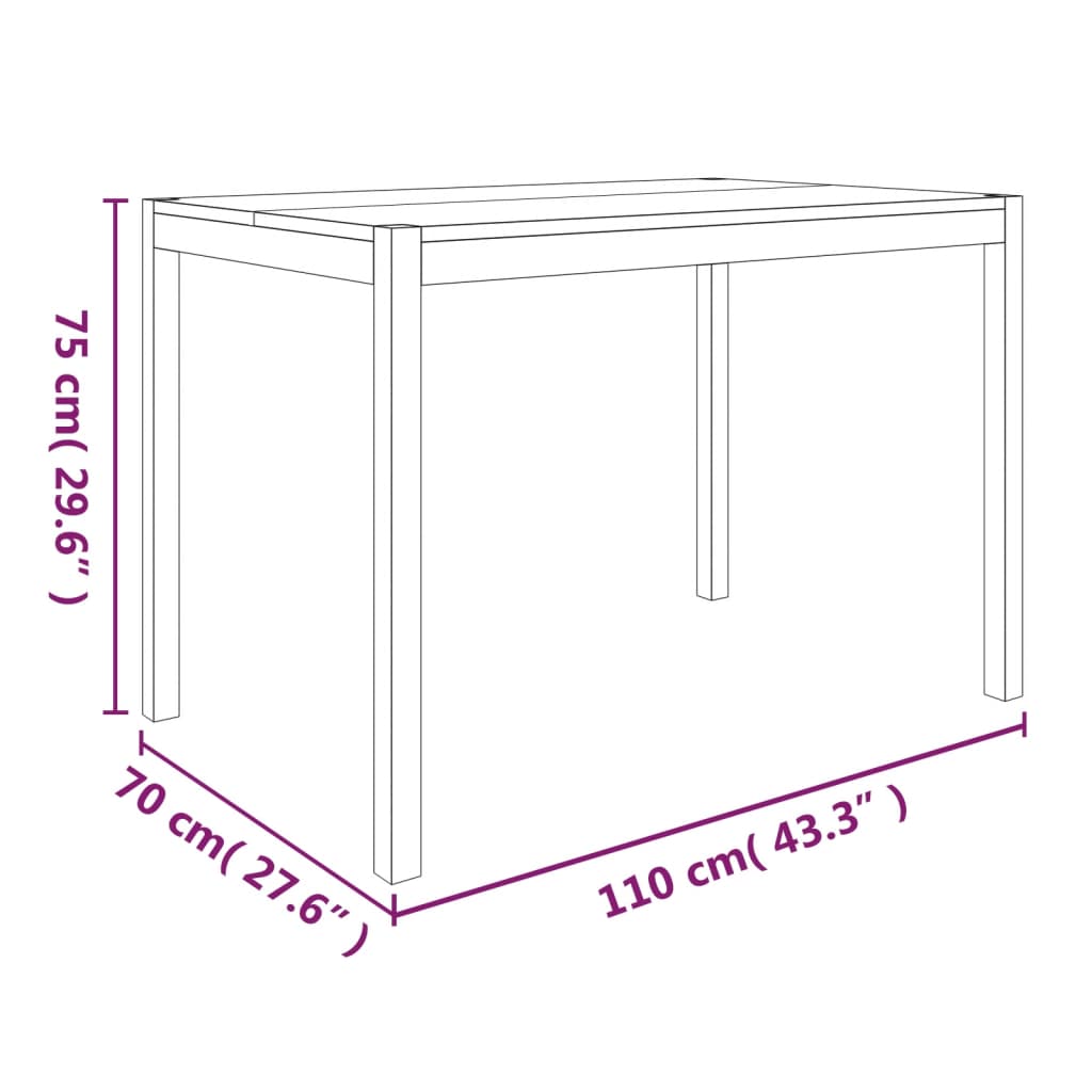 Table à manger 110x70x75 cm bois d'acacia solide - XIOS