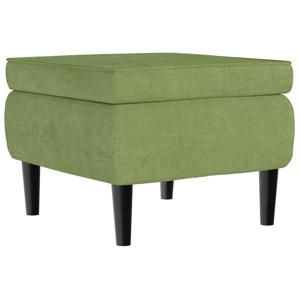 Fauteuil à oreilles avec tabouret vert clair velours - XIOS
