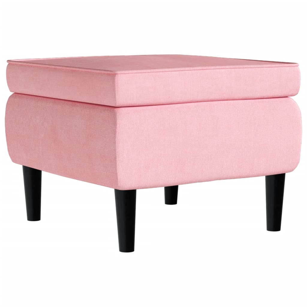 Fauteuil à oreilles avec tabouret rose velours - XIOS