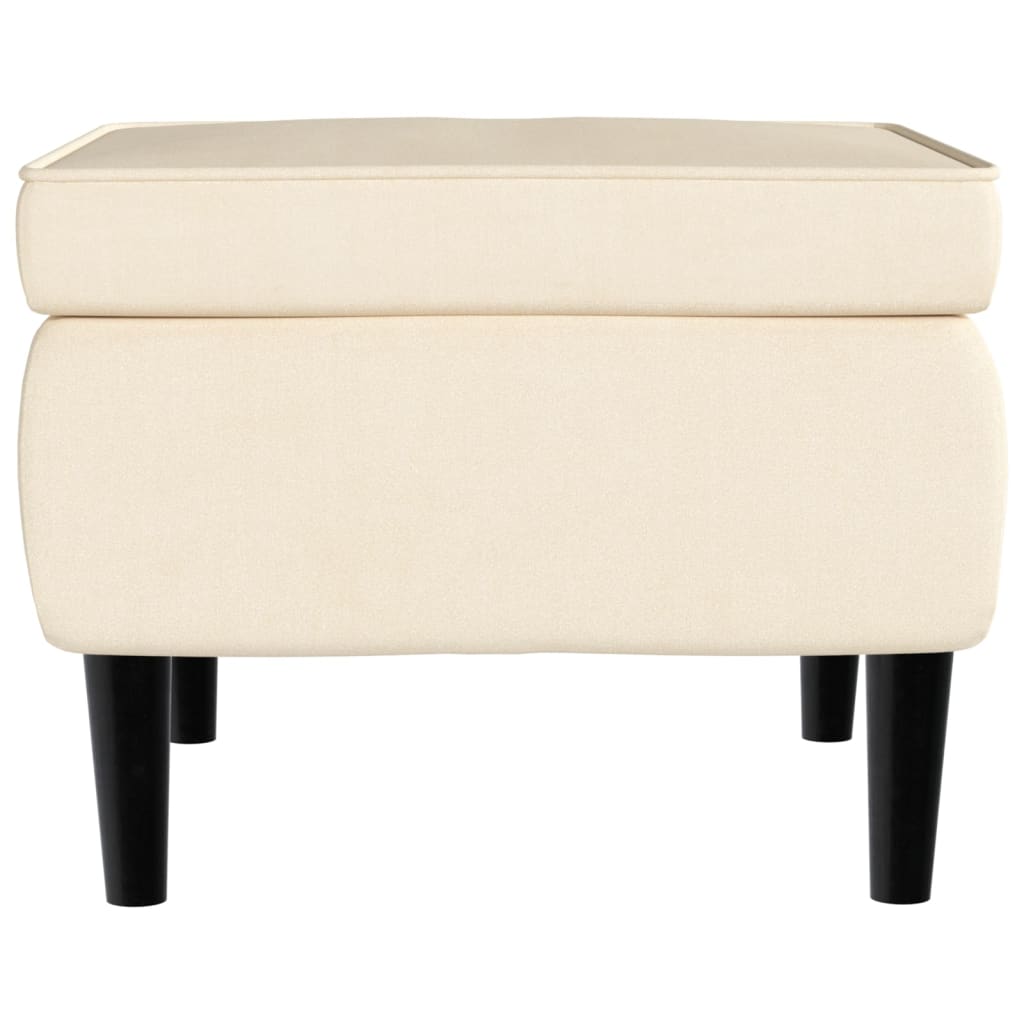 Fauteuil à oreilles avec tabouret crème velours - XIOS