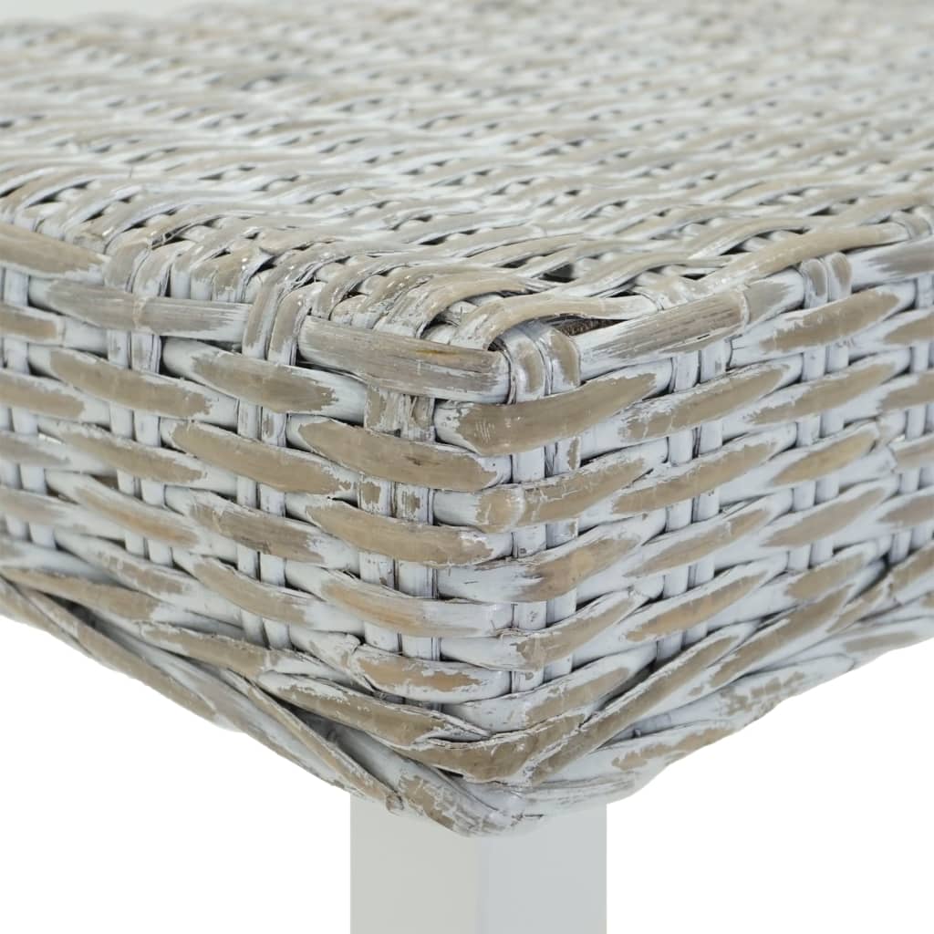 Banc Blanc 160x35x45 cm Rotin kubu naturel et acajou solide - XIOS