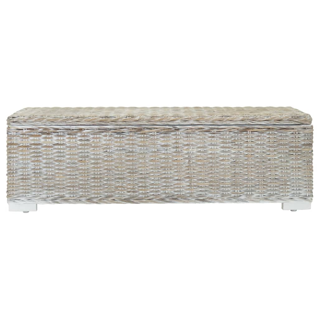 Boîte de rangement Blanc 110 cm Rotin kubu naturel et acajou - XIOS