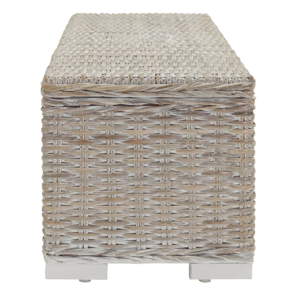 Boîte de rangement Blanc 110 cm Rotin kubu naturel et acajou - XIOS