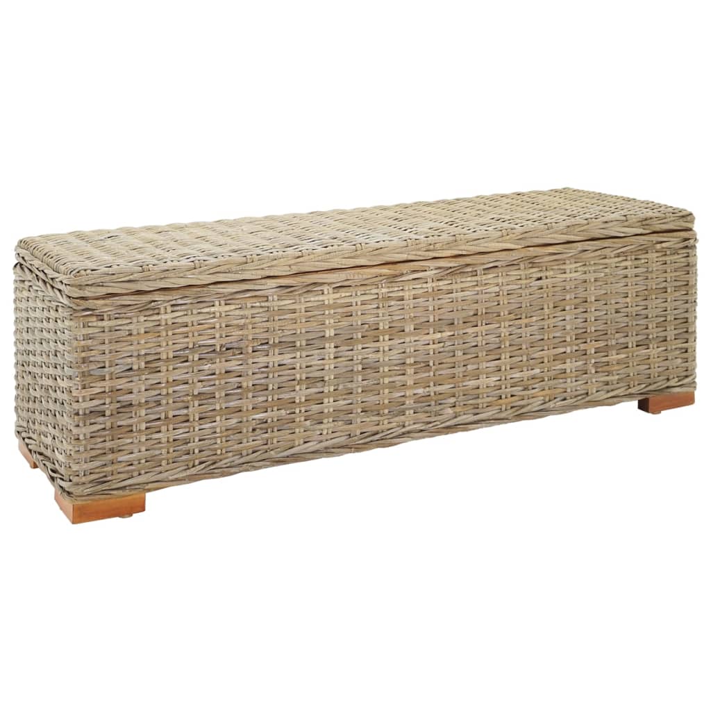 Boîte de rangement 110 cm Rotin kubu naturel et acajou solide - XIOS