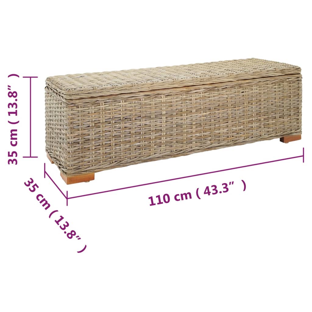 Boîte de rangement 110 cm Rotin kubu naturel et acajou solide - XIOS