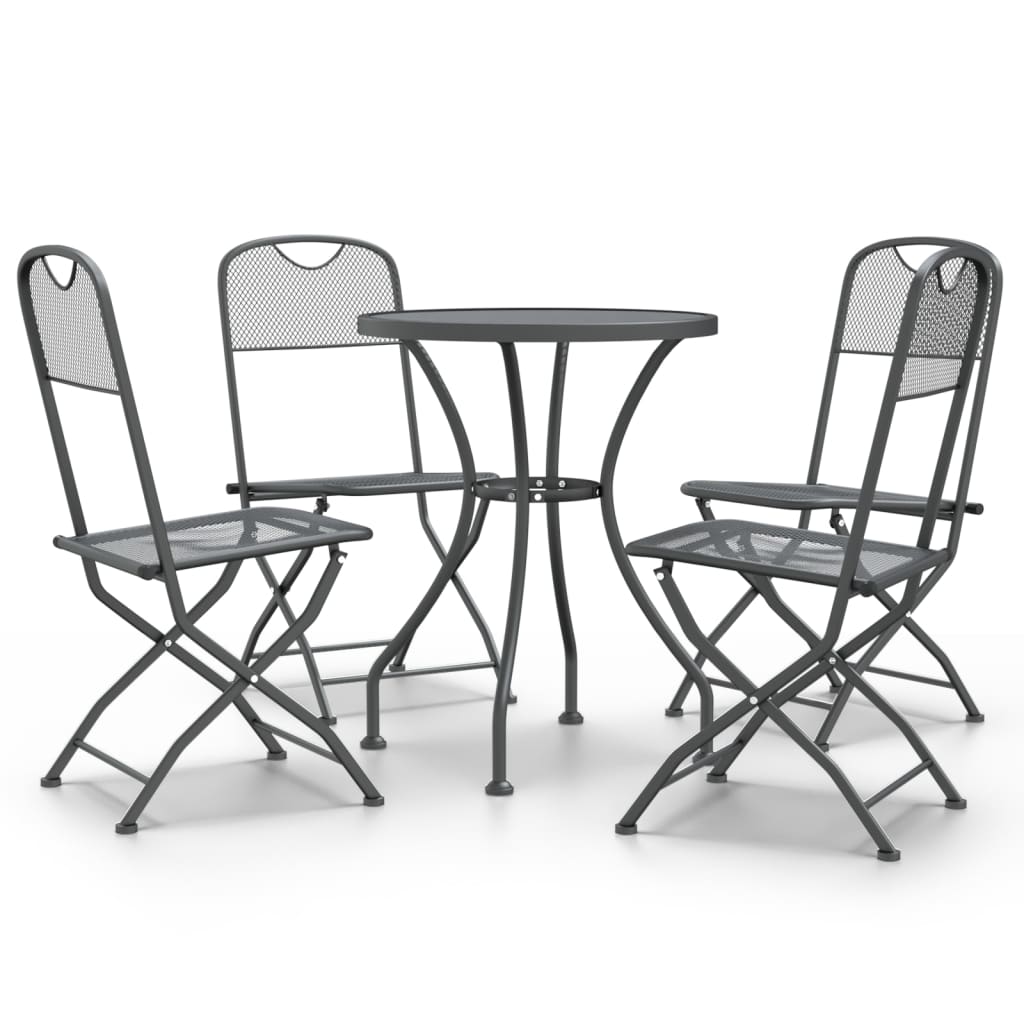 Ensemble à manger de jardin 5 pcs Maille Métal Anthracite