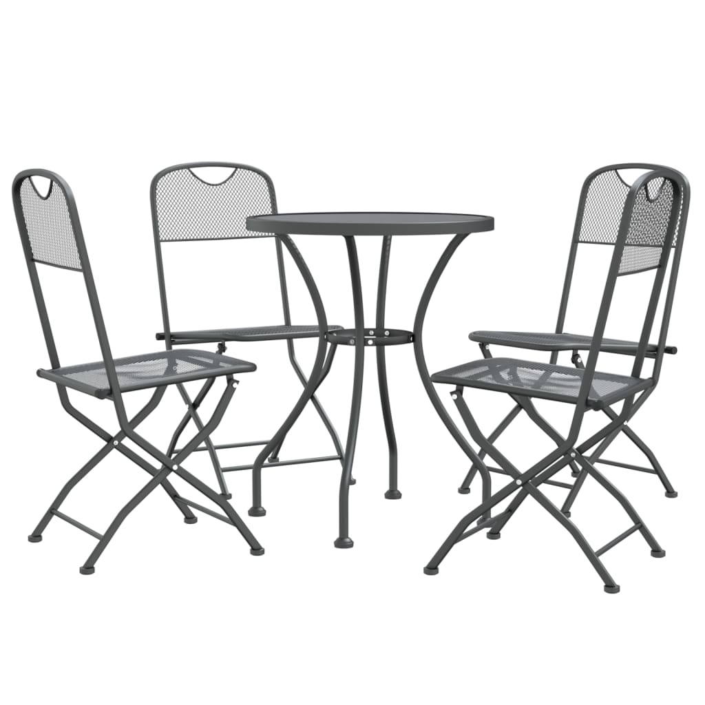 Ensemble à manger de jardin 5 pcs Maille Métal Anthracite