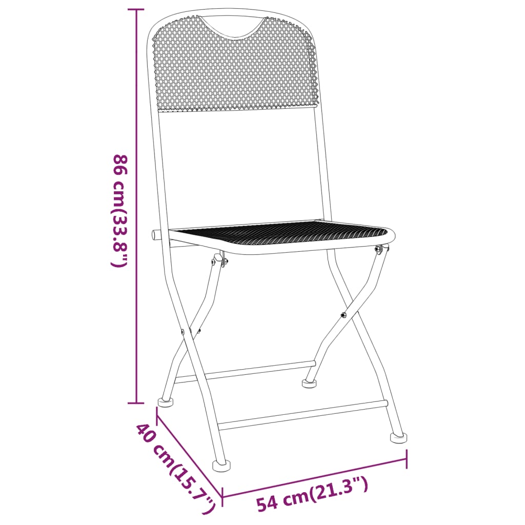 Ensemble à manger de jardin 5 pcs Maille Métal Anthracite