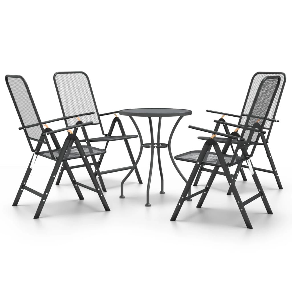 Ensemble à manger de jardin 5 pcs Maille Métal Anthracite