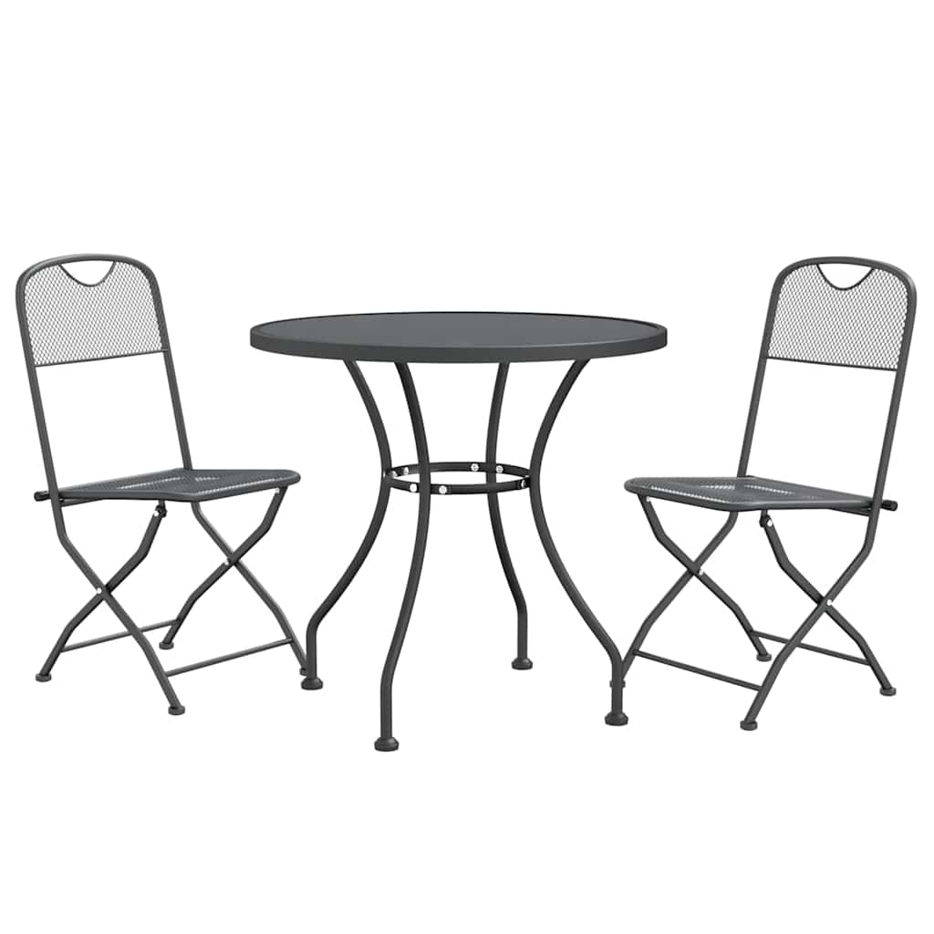 Ensemble à manger de jardin 3 pcs Maille Métal Anthracite