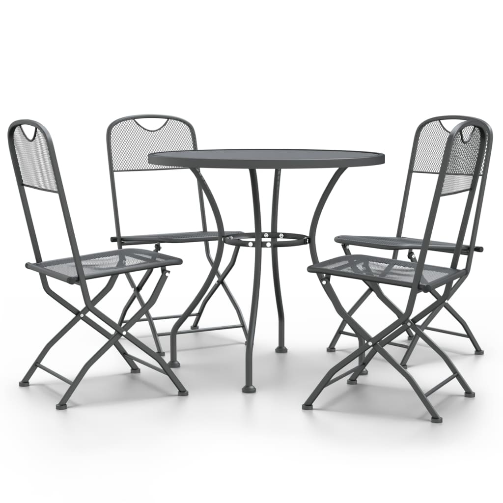 Ensemble à manger de jardin 5 pcs Maille Métal Anthracite