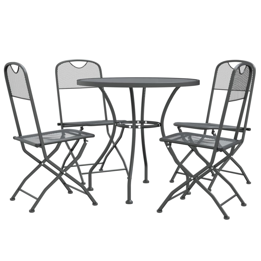 Ensemble à manger de jardin 5 pcs Maille Métal Anthracite