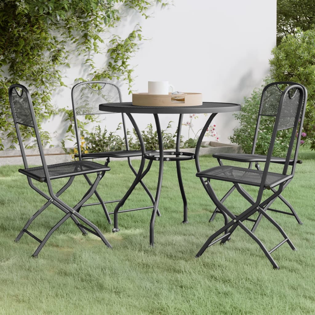 Ensemble à manger de jardin 5 pcs Maille Métal Anthracite