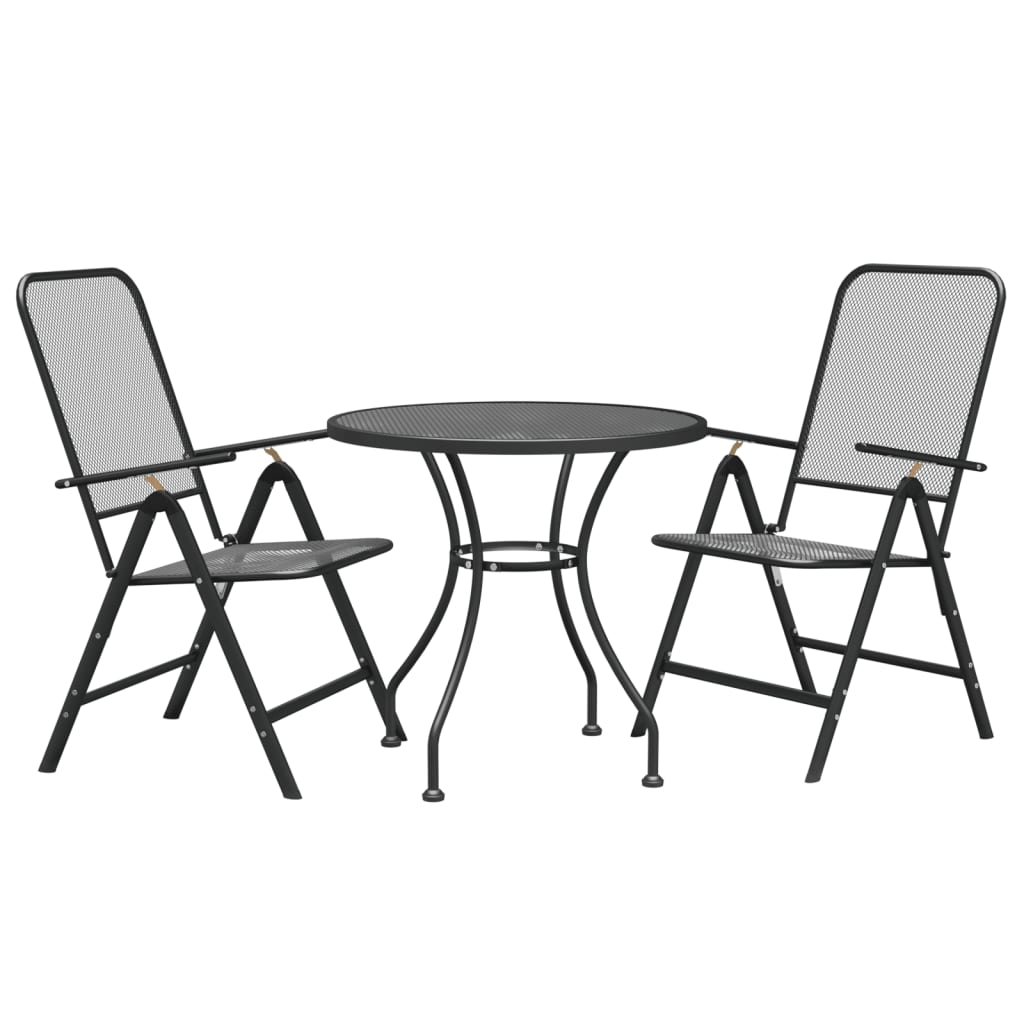 Ensemble à manger de jardin 3 pcs Maille Métal Anthracite