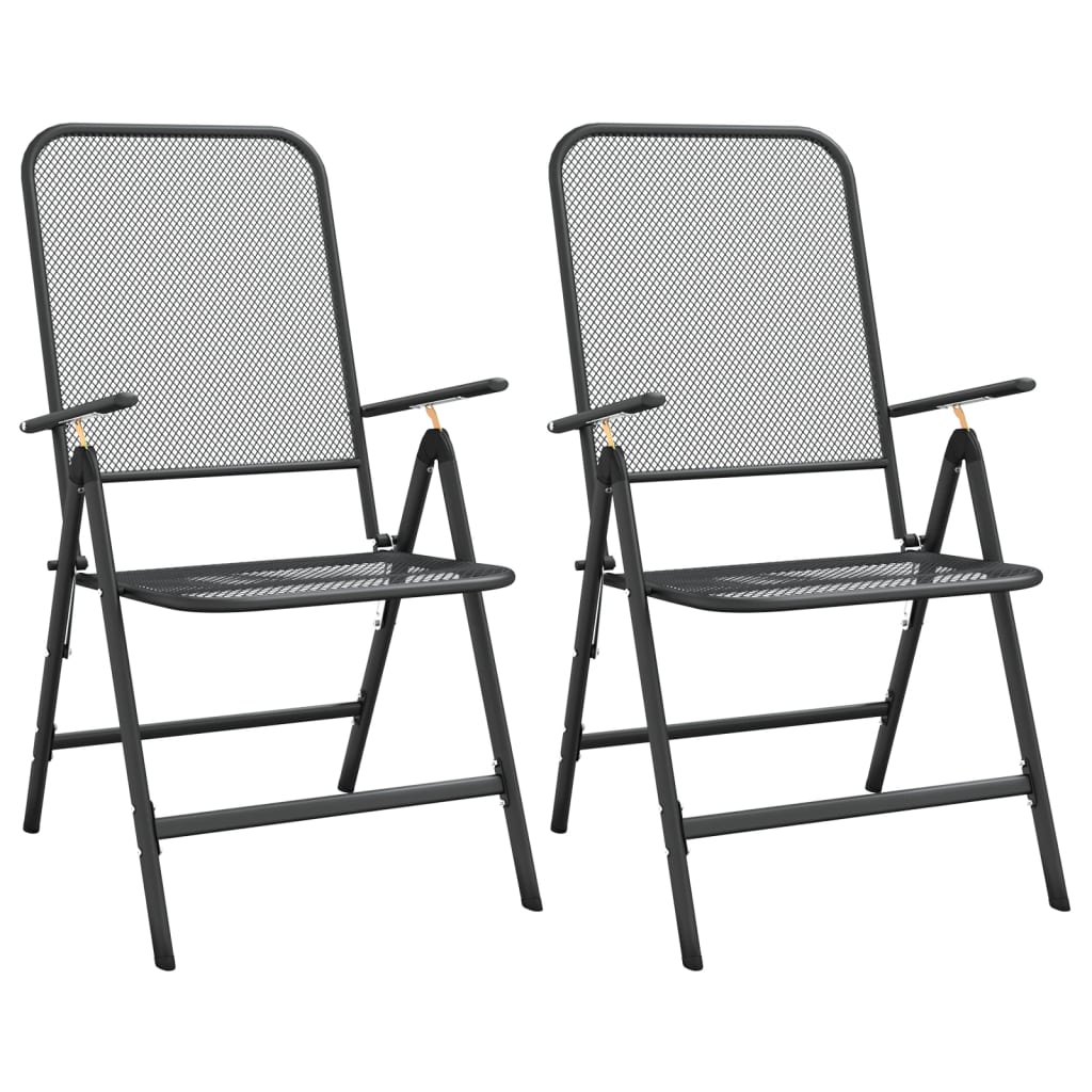 Ensemble à manger de jardin 3 pcs Maille Métal Anthracite
