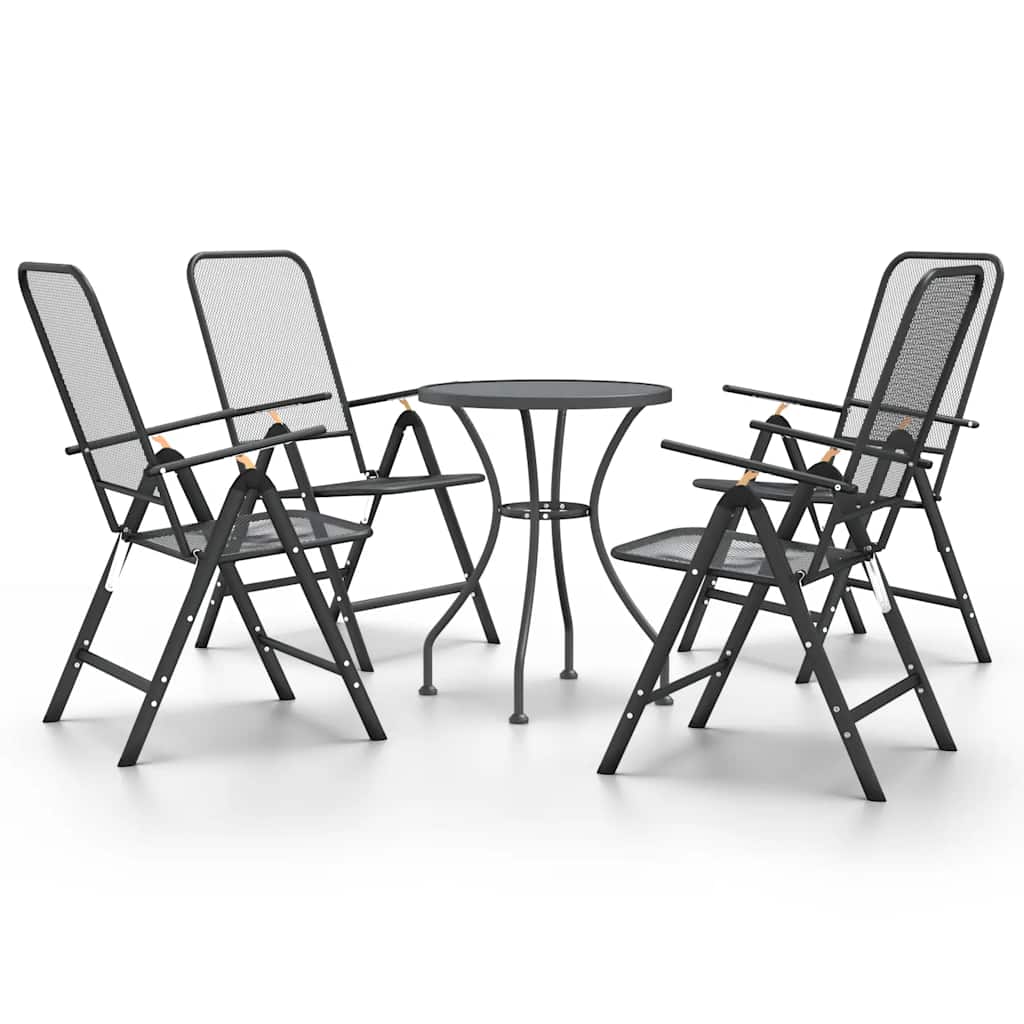 Ensemble à manger de jardin 5 pcs Maille Métal Anthracite