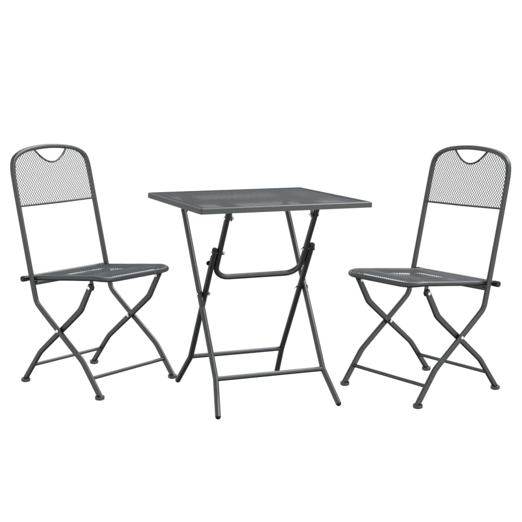 Ensemble à manger de jardin 3 pcs Maille Métal Anthracite