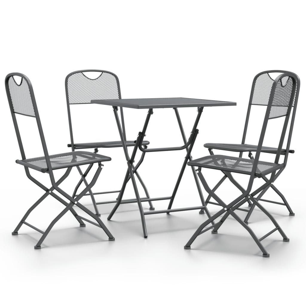 Ensemble à manger de jardin 5 pcs Maille Métal Anthracite