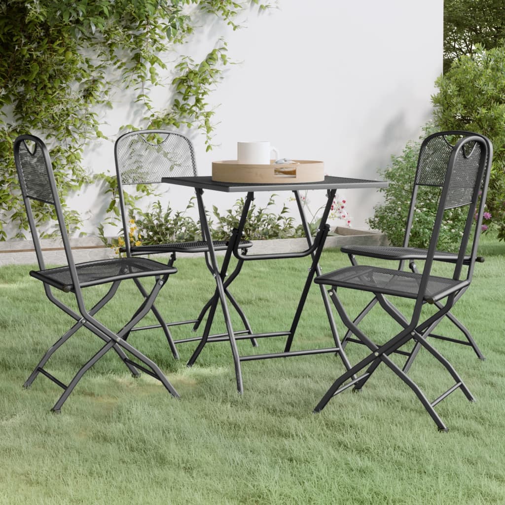 Ensemble à manger de jardin 5 pcs Maille Métal Anthracite