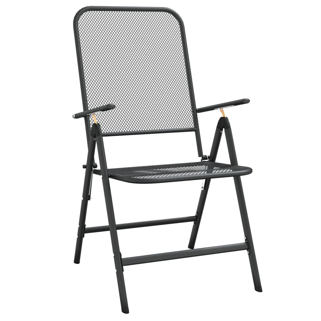 Ensemble à manger de jardin 3 pcs Maille Métal Anthracite