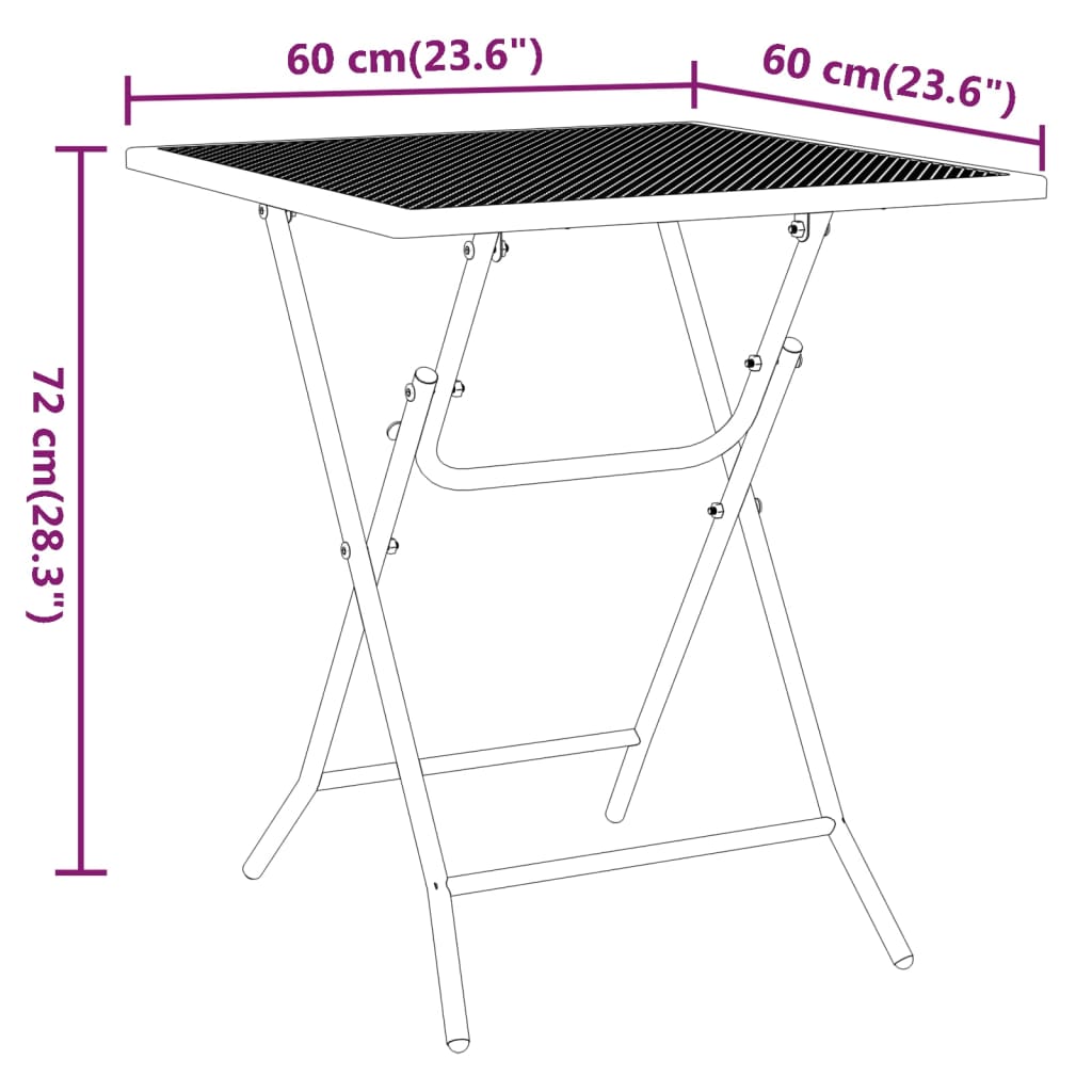 Ensemble à manger de jardin 3 pcs Maille Métal Anthracite