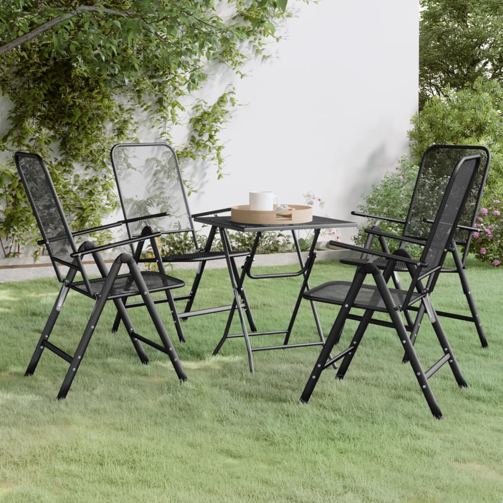 Ensemble à manger de jardin 5 pcs Maille Métal Anthracite