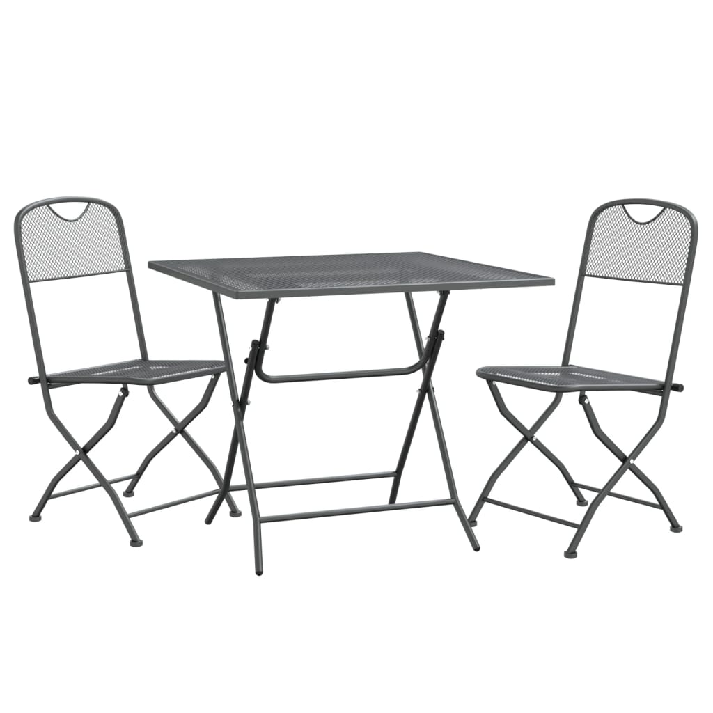 Ensemble à manger de jardin 3 pcs Maille Métal Anthracite