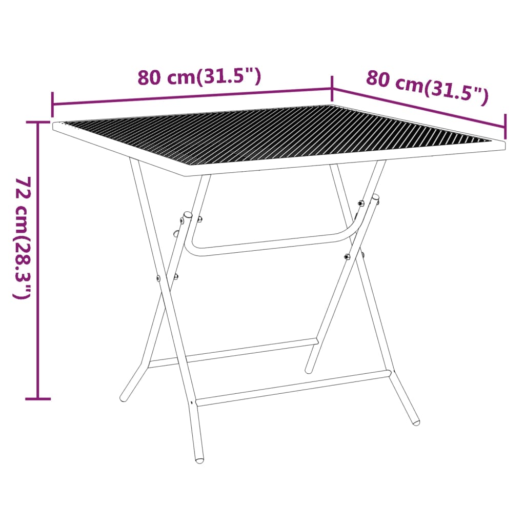 Ensemble à manger de jardin 3 pcs Maille Métal Anthracite