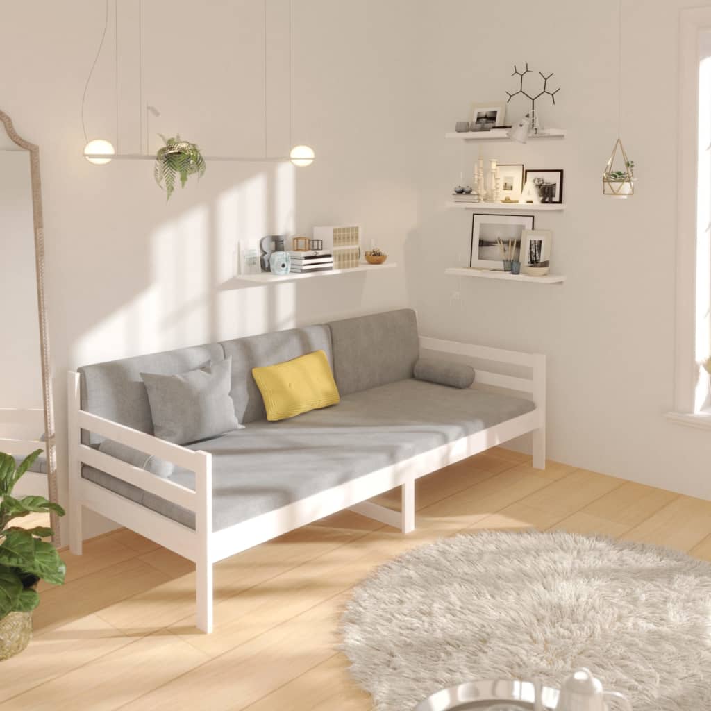 Lit de jour sans matelas blanc 90x190 cm bois de pin massif - XIOS