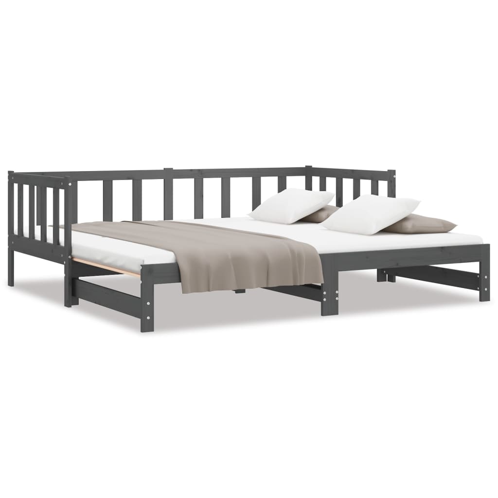 Lit coulissant sans matelas gris 2x(90x190) cm - XIOS