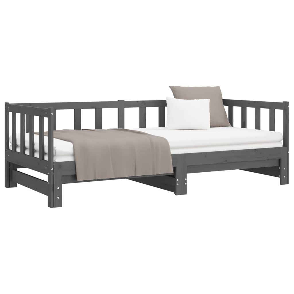 Lit coulissant sans matelas gris 2x(90x190) cm - XIOS