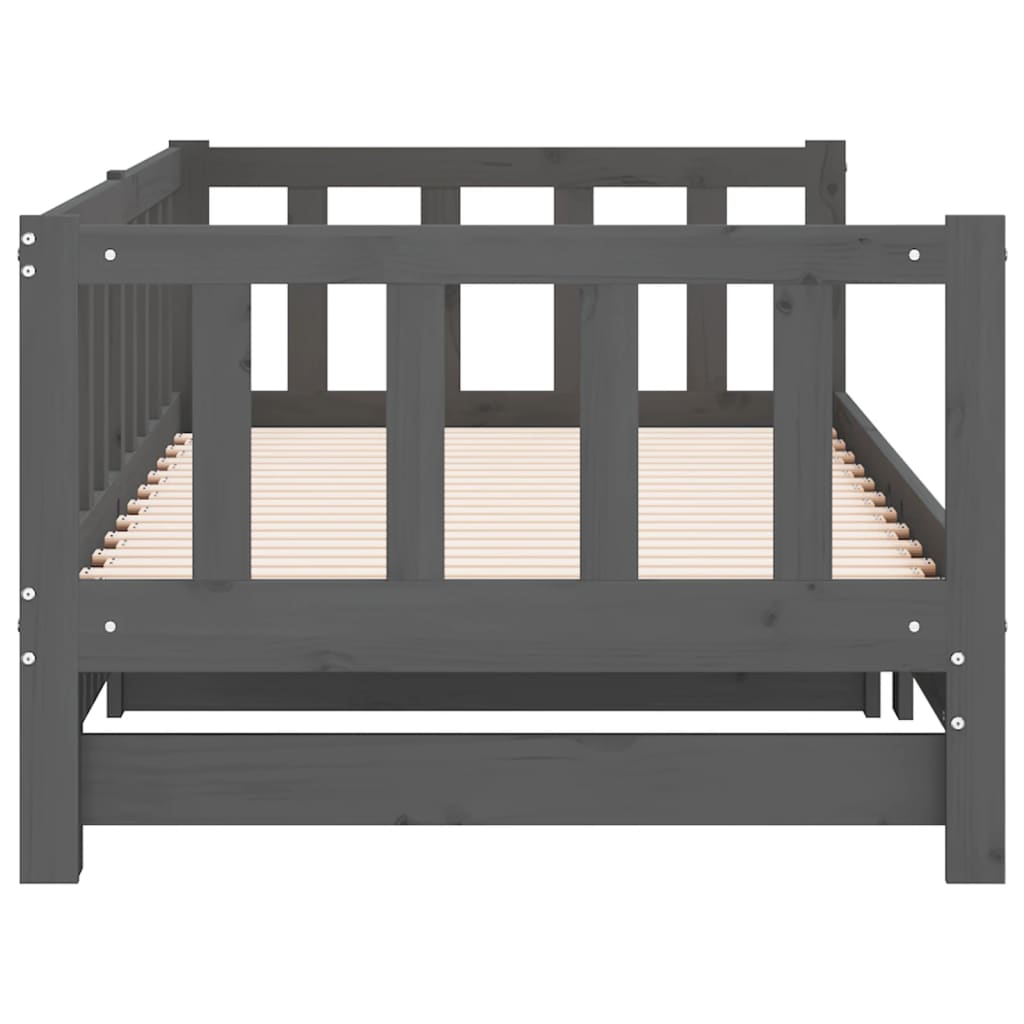 Lit coulissant sans matelas gris 2x(90x190) cm - XIOS