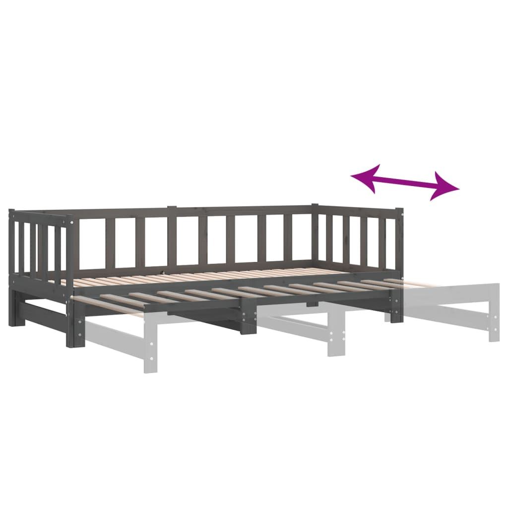 Lit coulissant sans matelas gris 2x(90x190) cm - XIOS