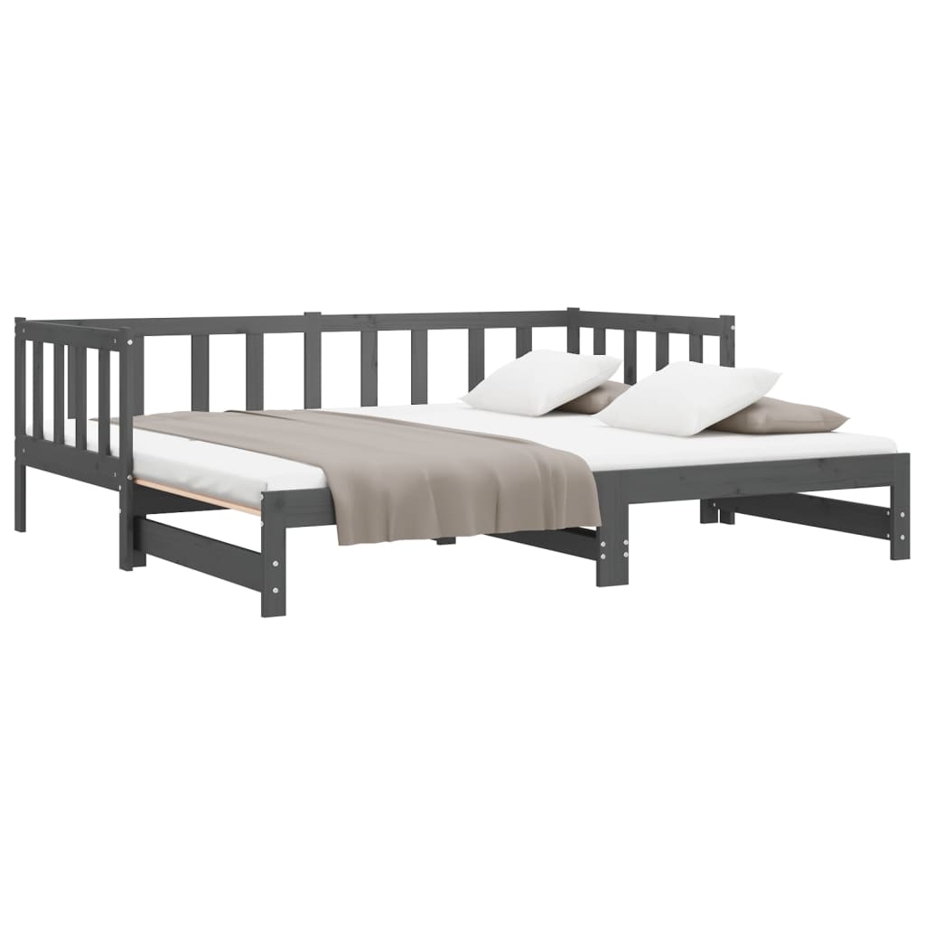 Lit coulissant sans matelas gris 2x(90x190) cm - XIOS