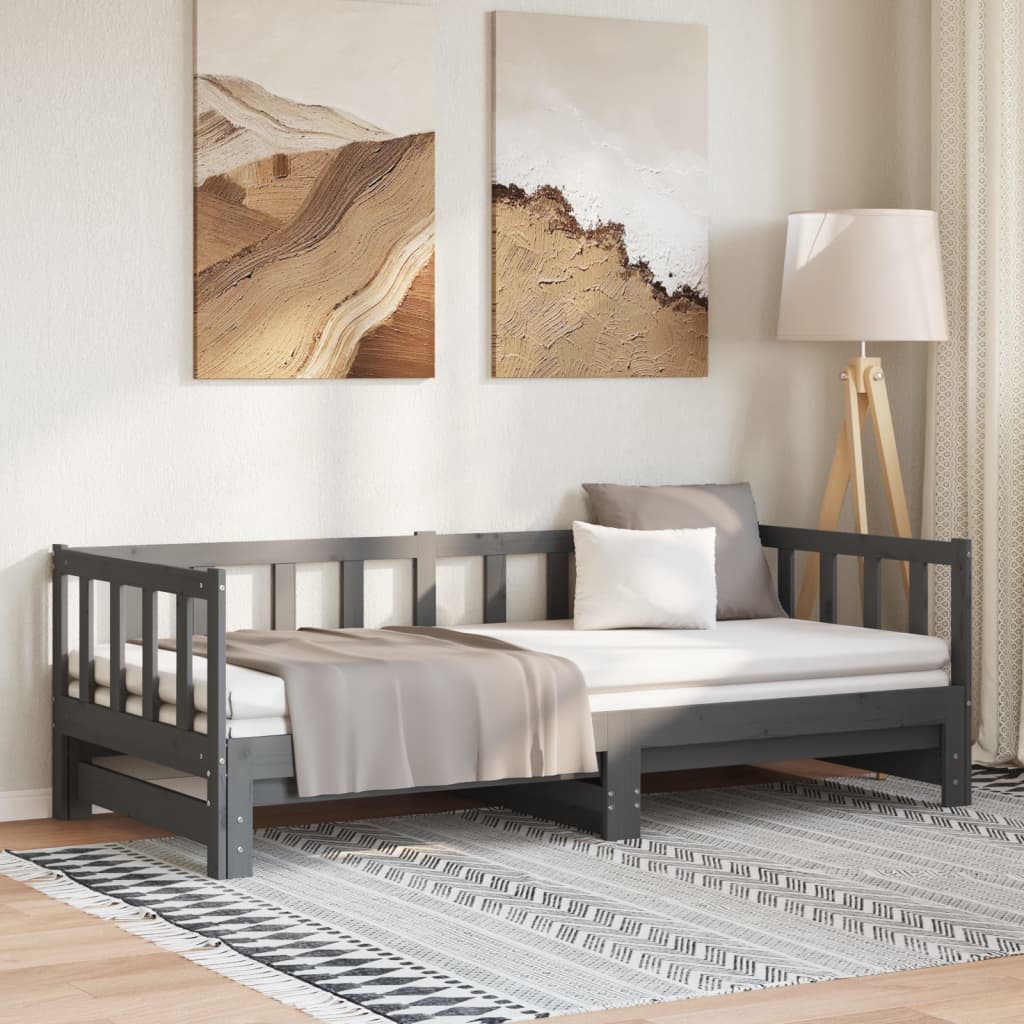 Lit coulissant sans matelas gris 2x(90x190) cm - XIOS