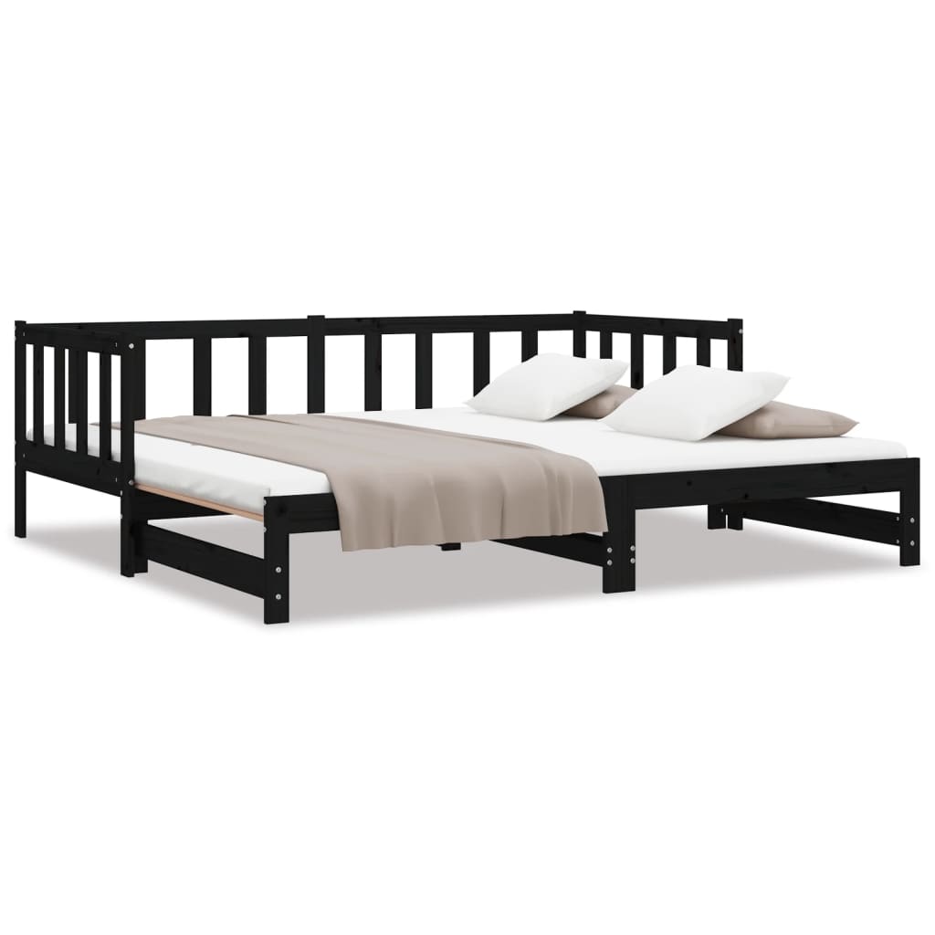 Lit coulissant sans matelas noir 2x(90x190) cm - XIOS