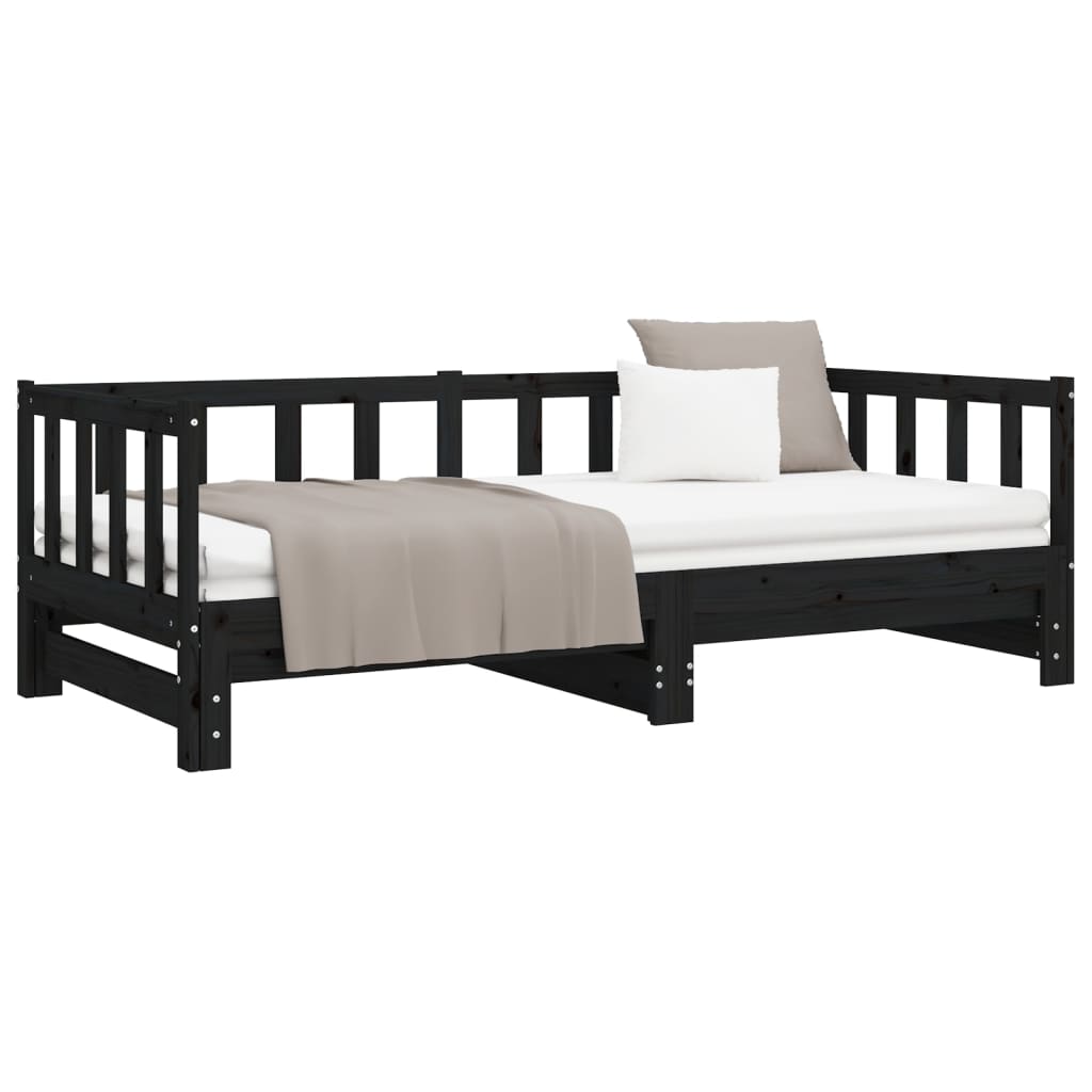Lit coulissant sans matelas noir 2x(90x190) cm - XIOS