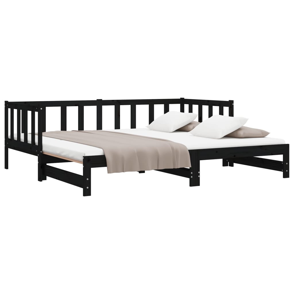 Lit coulissant sans matelas noir 2x(90x190) cm - XIOS