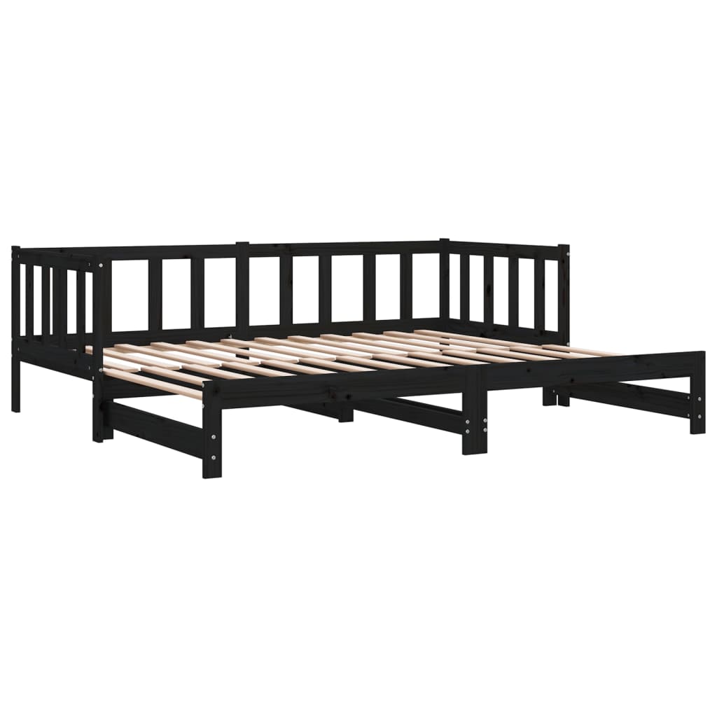 Lit coulissant sans matelas noir 2x(90x190) cm - XIOS