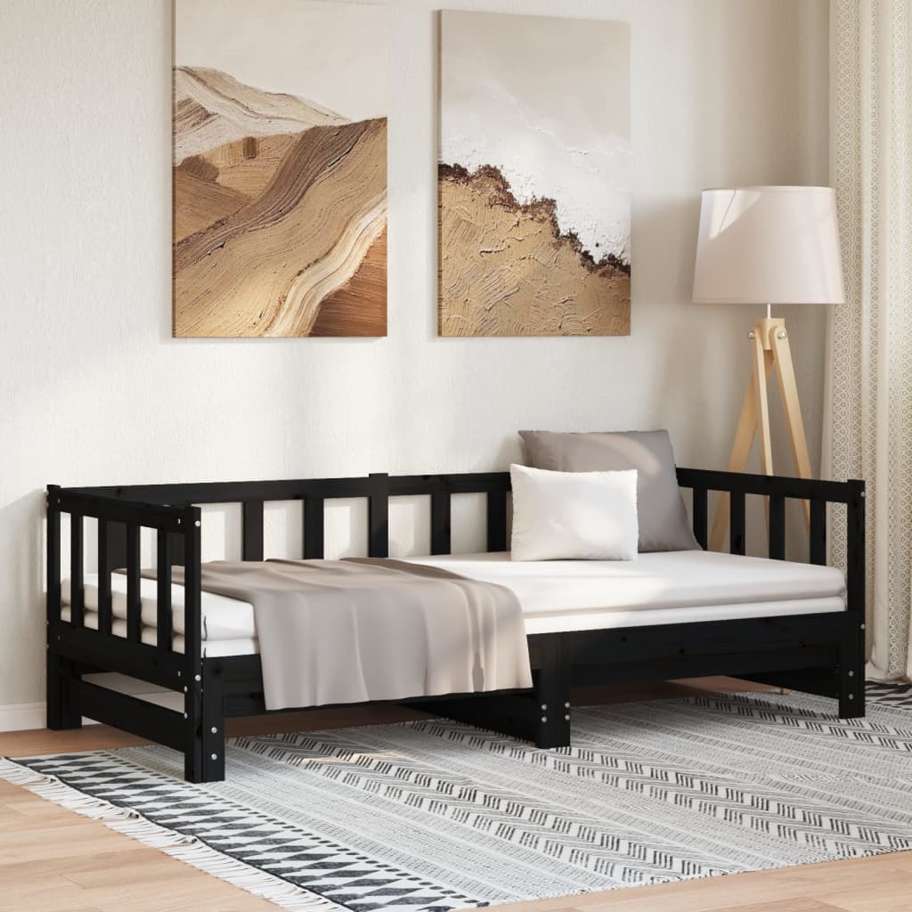 Lit coulissant sans matelas noir 2x(90x190) cm - XIOS