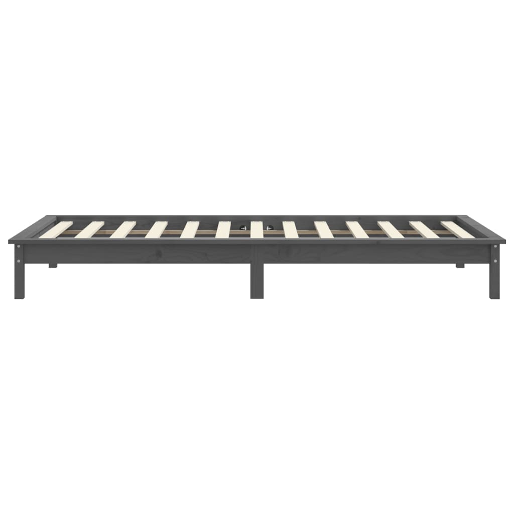 Cadre de lit sans matelas gris 90x200 cm bois massif - XIOS