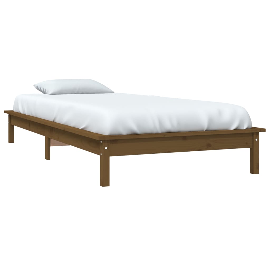 Cadre de lit sans matelas marron miel 90x200 cm bois massif - XIOS