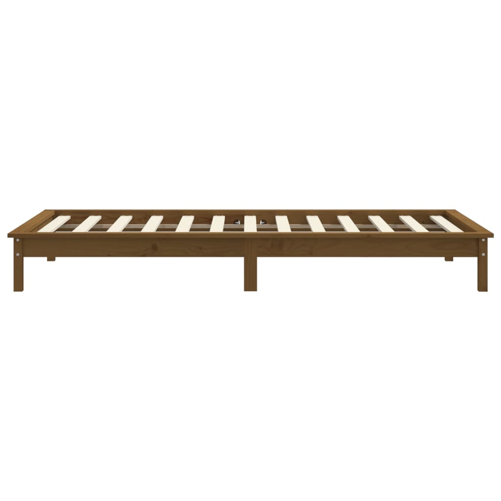 Cadre de lit sans matelas marron miel 90x200 cm bois massif - XIOS