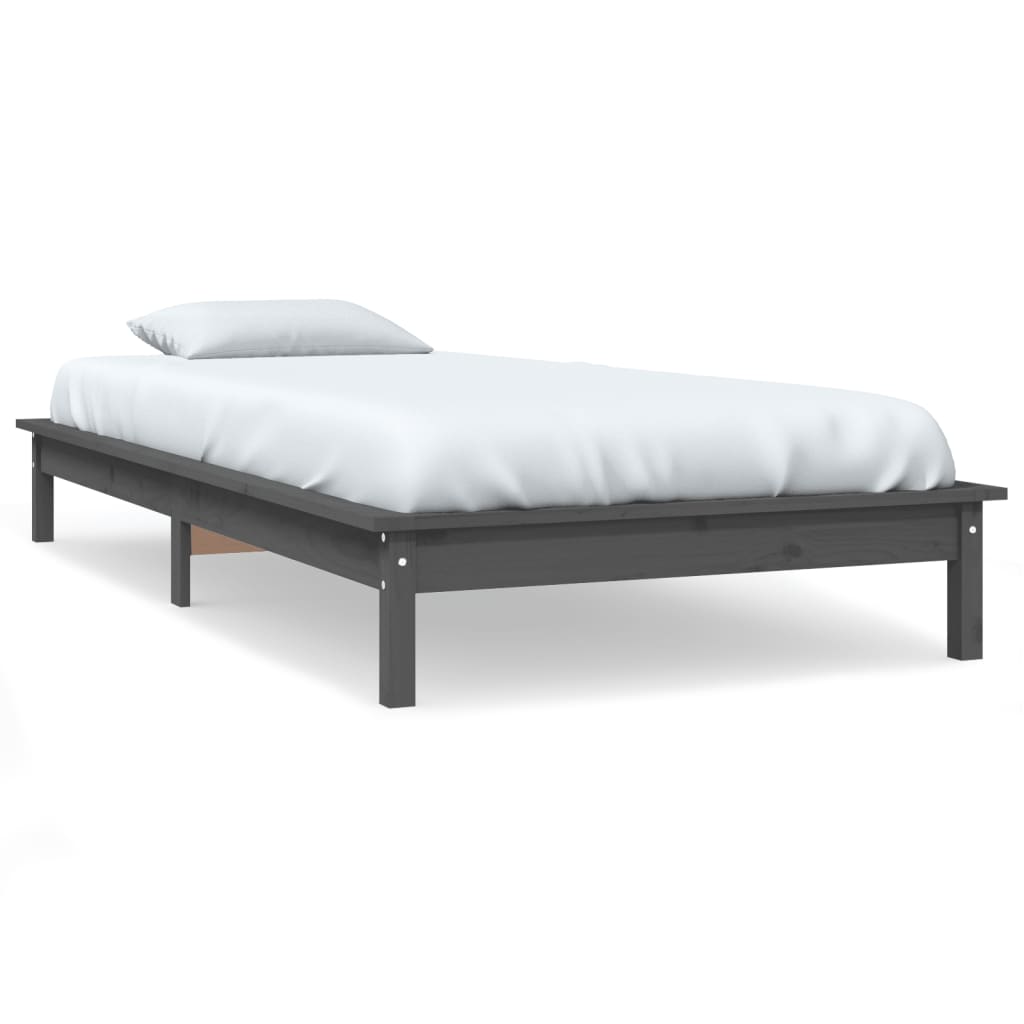 Cadre de lit sans matelas gris 100x200 cm bois massif - XIOS