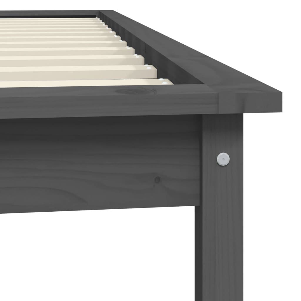 Cadre de lit sans matelas gris 100x200 cm bois massif - XIOS