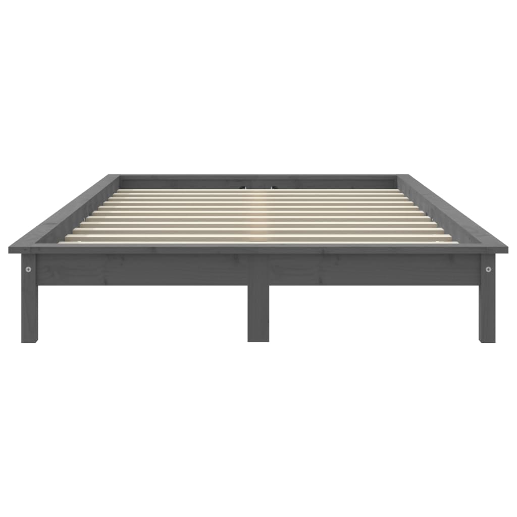 Cadre de lit sans matelas gris 120x200 cm bois massif - XIOS